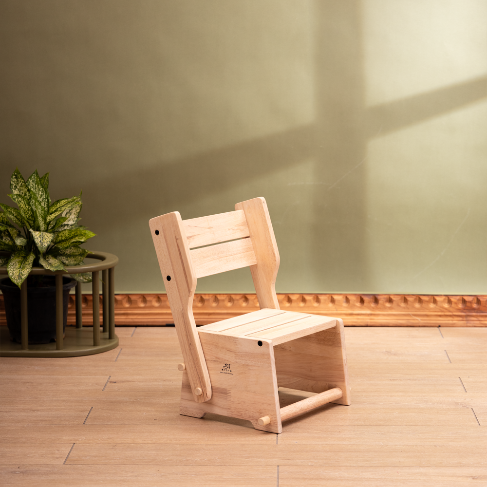 Wooden convertible step stool and chair perfectly crafted to support your child’s independence and versatile use at home.