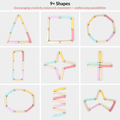 Different shapes created using Ariro Montessori balancing beam including triangle, square and circle for creative balance play.