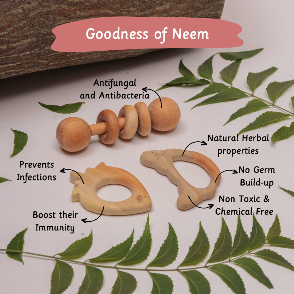  Natural Wooden Teether Toys – Antifungal, Antibacterial, Chemical-Free, and Immunity-Boosting for Babies