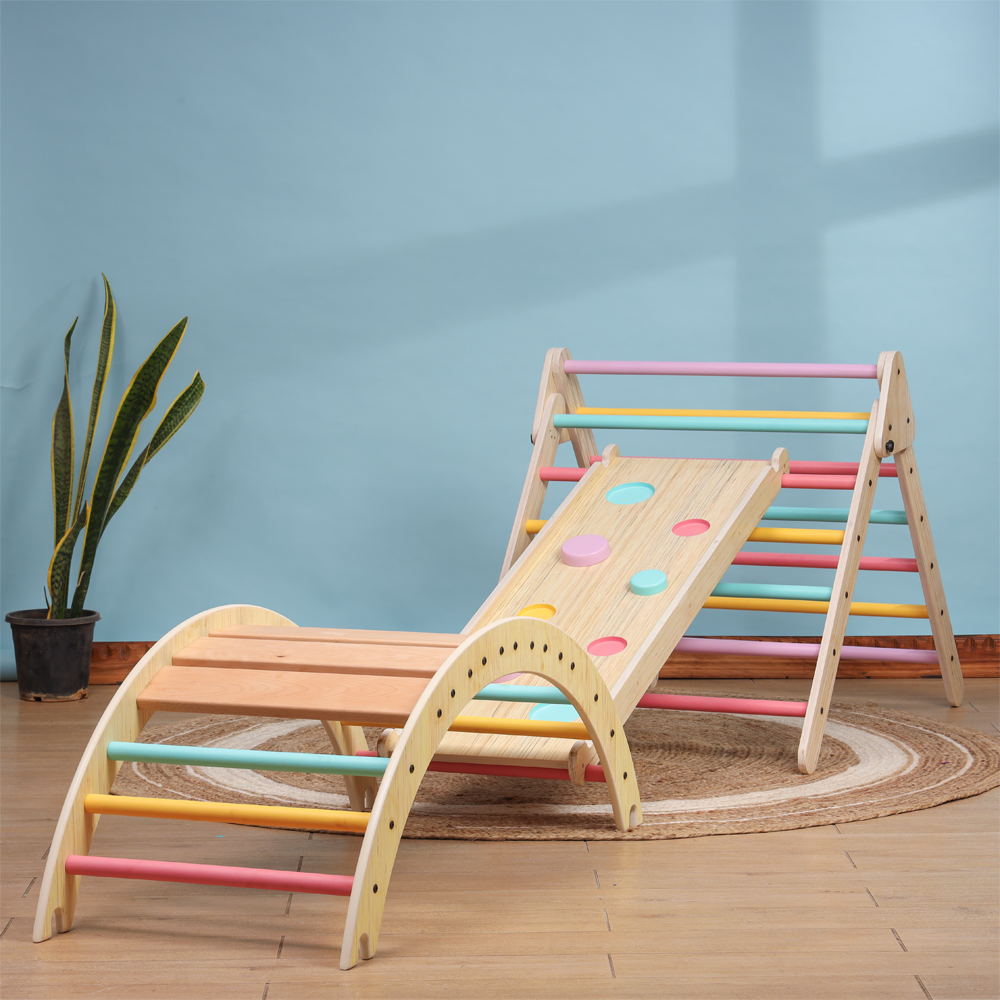 pikler climbing arch and slide  beech wood  complete set  