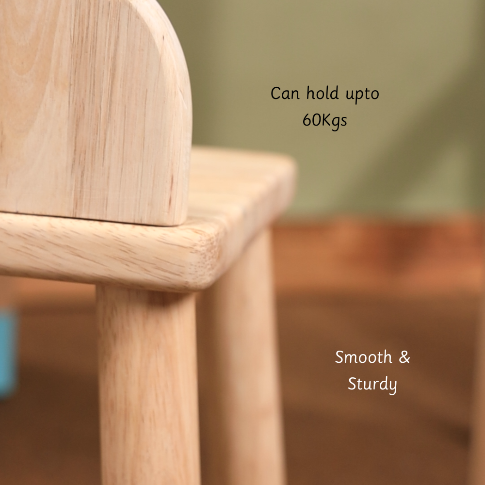 wooden stool close up seat shot to depict sturdiness of the stool
