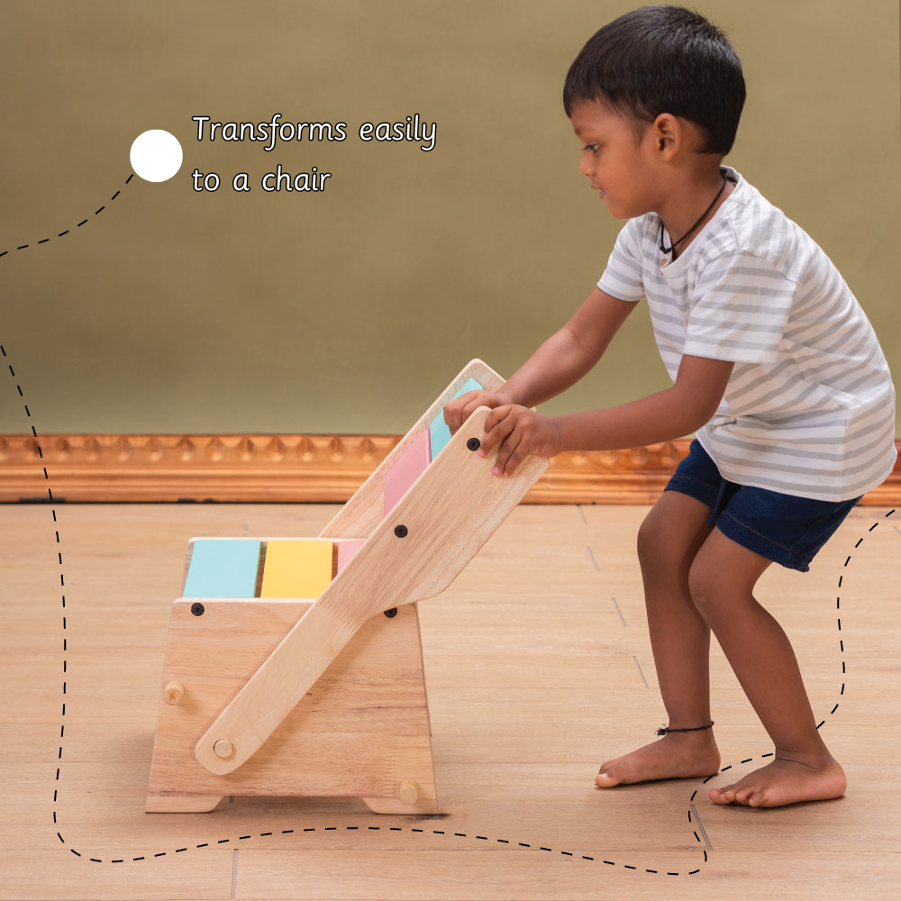 Wooden step stool is convertible and can be used as  stool and chair 