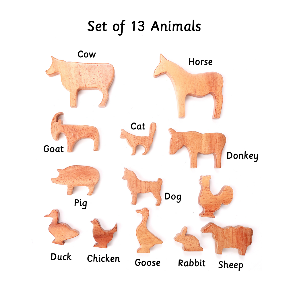 Wooden Farm Animals (Set of 13)