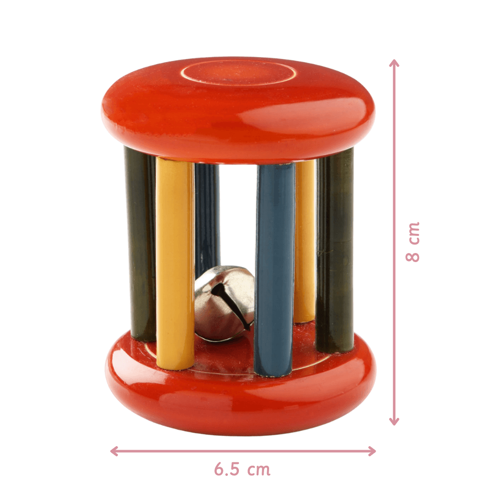 Wooden Rattle - Small Tumbler Red