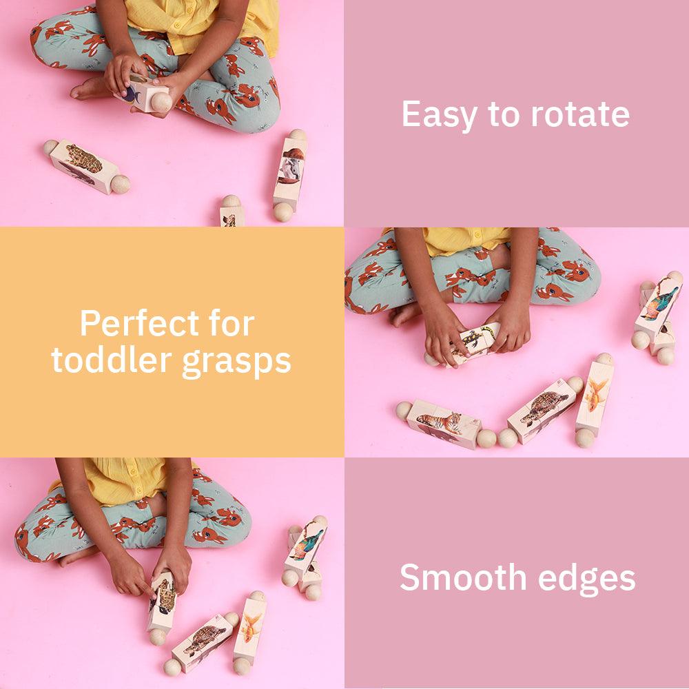Designed with toddlers in mind, these wooden rattles are easy to rotate, perfect for small hands to grasp, and crafted with smooth edges for safe, engaging play.