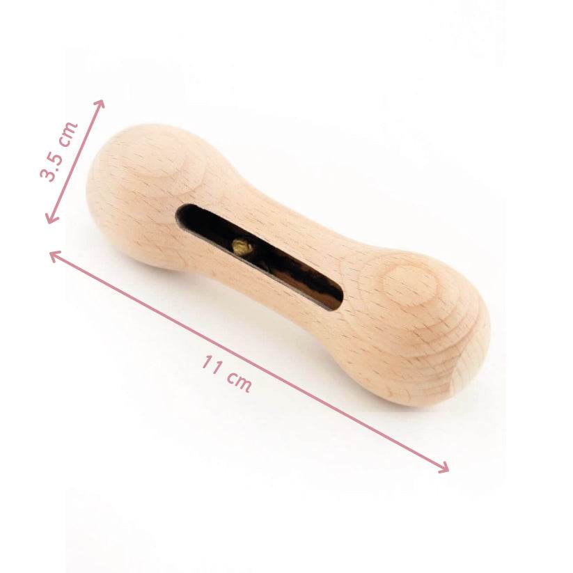 Wooden Rattle - Dumbbell with bell - Ariro Toys